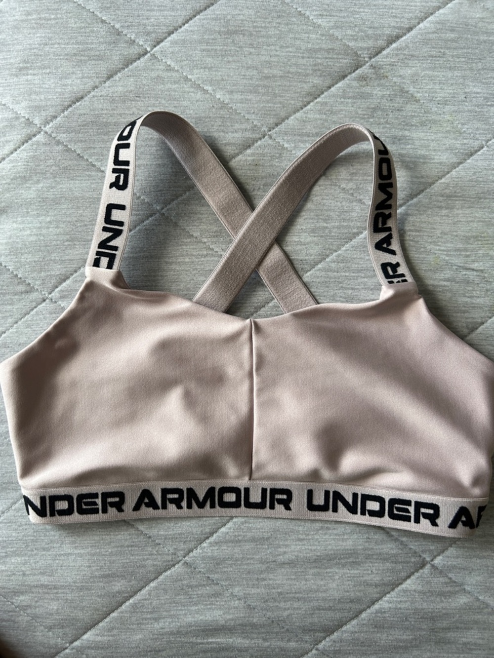 Under Armour Women's Taupe Crossback Elastic-Band Sports Bra